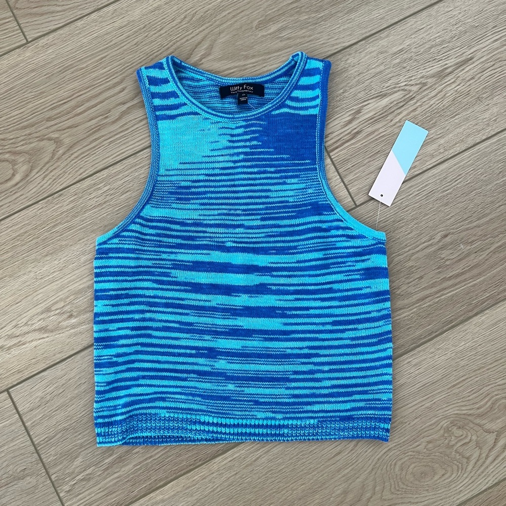 Blue striped sweater tank